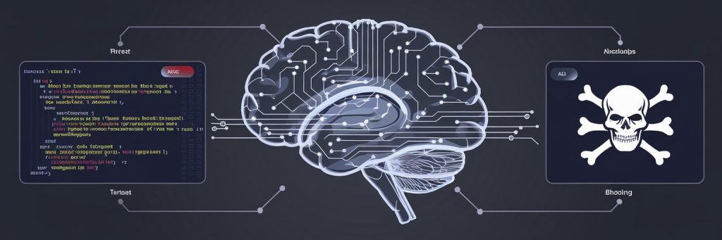 Visualization of an AI-powered system analyzing security data, demonstrating how LLM AI enhances threat analysis by identifying patterns and anomalies.