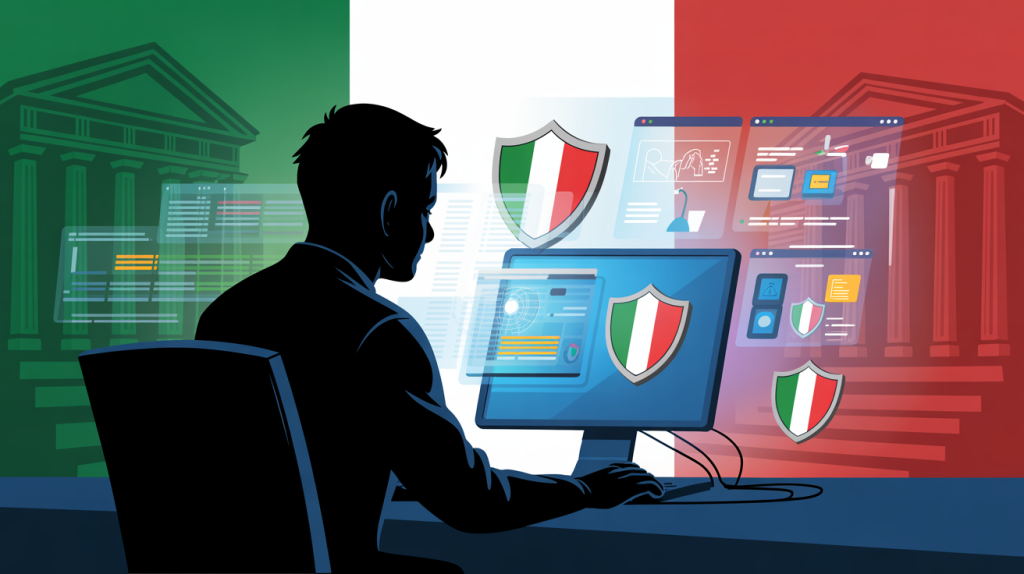 7 Insider Threat Prevention Lessons from the Italy Hack 2 Illustration showing cybersecurity experts analyzing insider threat prevention failures during the Italy data hack, highlighting key lessons learned to protect national security databases.
