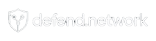 Defend Network logo featuring a shield icon with connected nodes representing cybersecurity and digital protection.