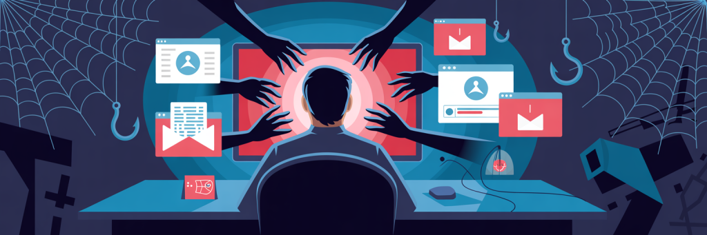 Android Threat: How NGate Malware Targets Your Bank Account 4 Illustration of social engineering infection: phishing SMS, fake banking app download, and a scam call tricking an Android user.