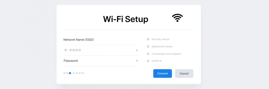 Wi-Fi SSID and password configuration page