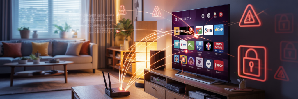 Smart TV connected to home network highlighting smart TV security risks