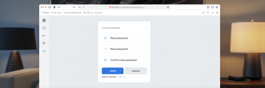 Router admin password change screen