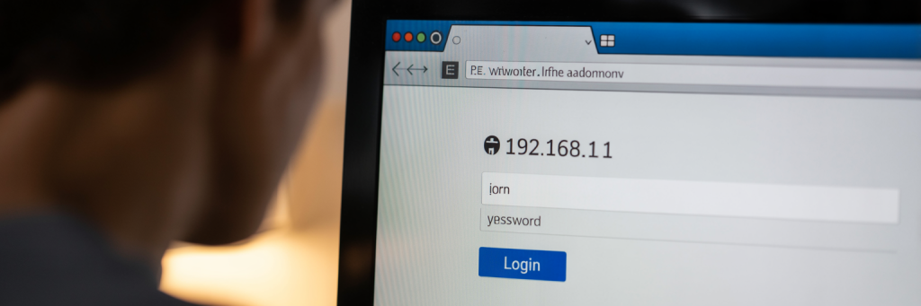 Browser showing router login page at 192.168.1.1